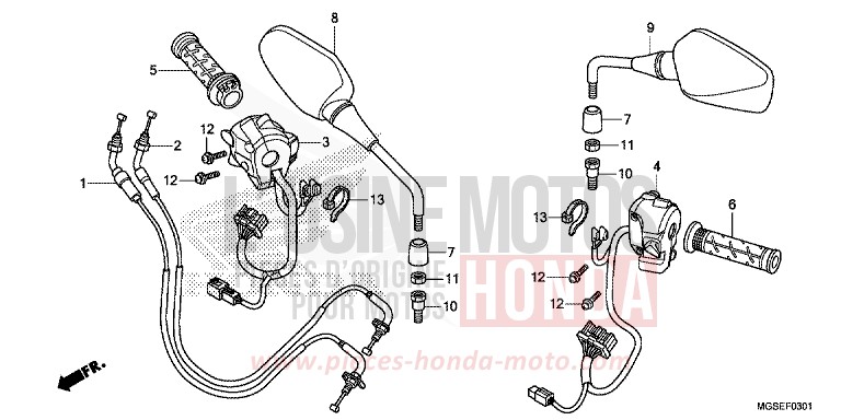 SWITCH/CABLE (NC700SD) for NC700S Dual Cluth ABS PEARL SUNBEAM WHITE (NHA66) from 2013
